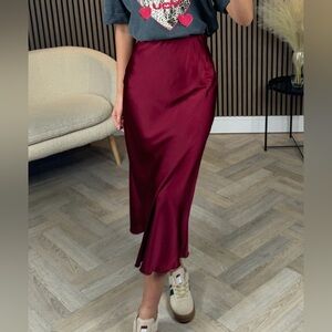 J. Crew Burgundy A-Line Silk Skirt- NWOT